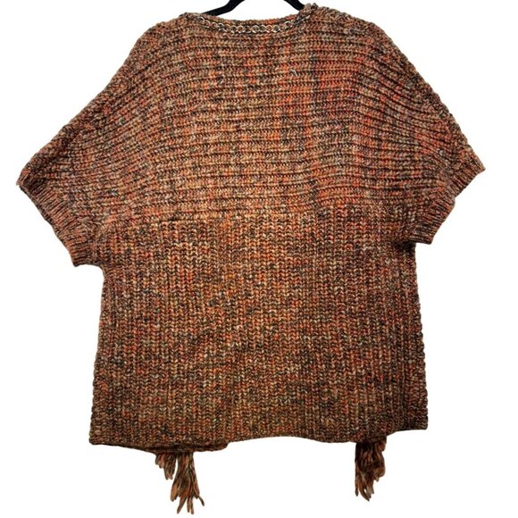 Chicos Womens Knit Poncho Sweater Fringe Size 2 Medium Mixed-Color - Picture 10 of 13